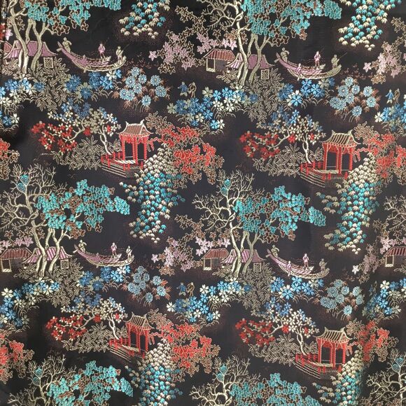 Vintage Solz Squirrel Satin Asian Jacket Womens sz L Black Multi 3/4 Sleeve NEW - Picture 9 of 11